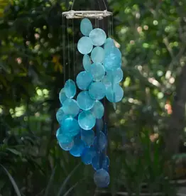 Indonesia Capiz Blue Water Chime Spiral Rattan  - Indonesia Indonesia Capiz Blue Water Chime Spiral Rattan  - Indonesia