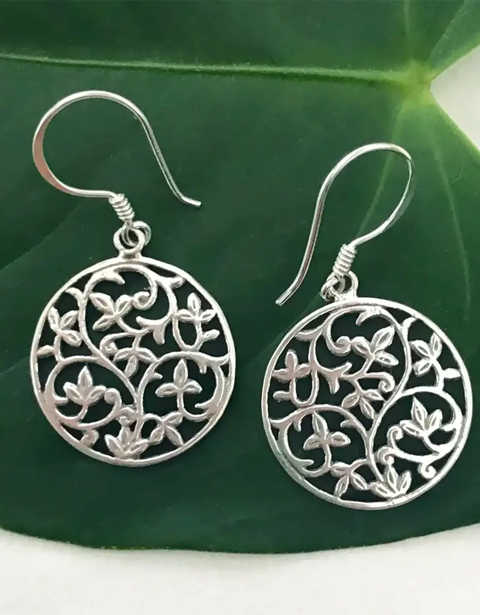 Indonesia Earrings Flowering Vines Sterling Silver - Indonesia