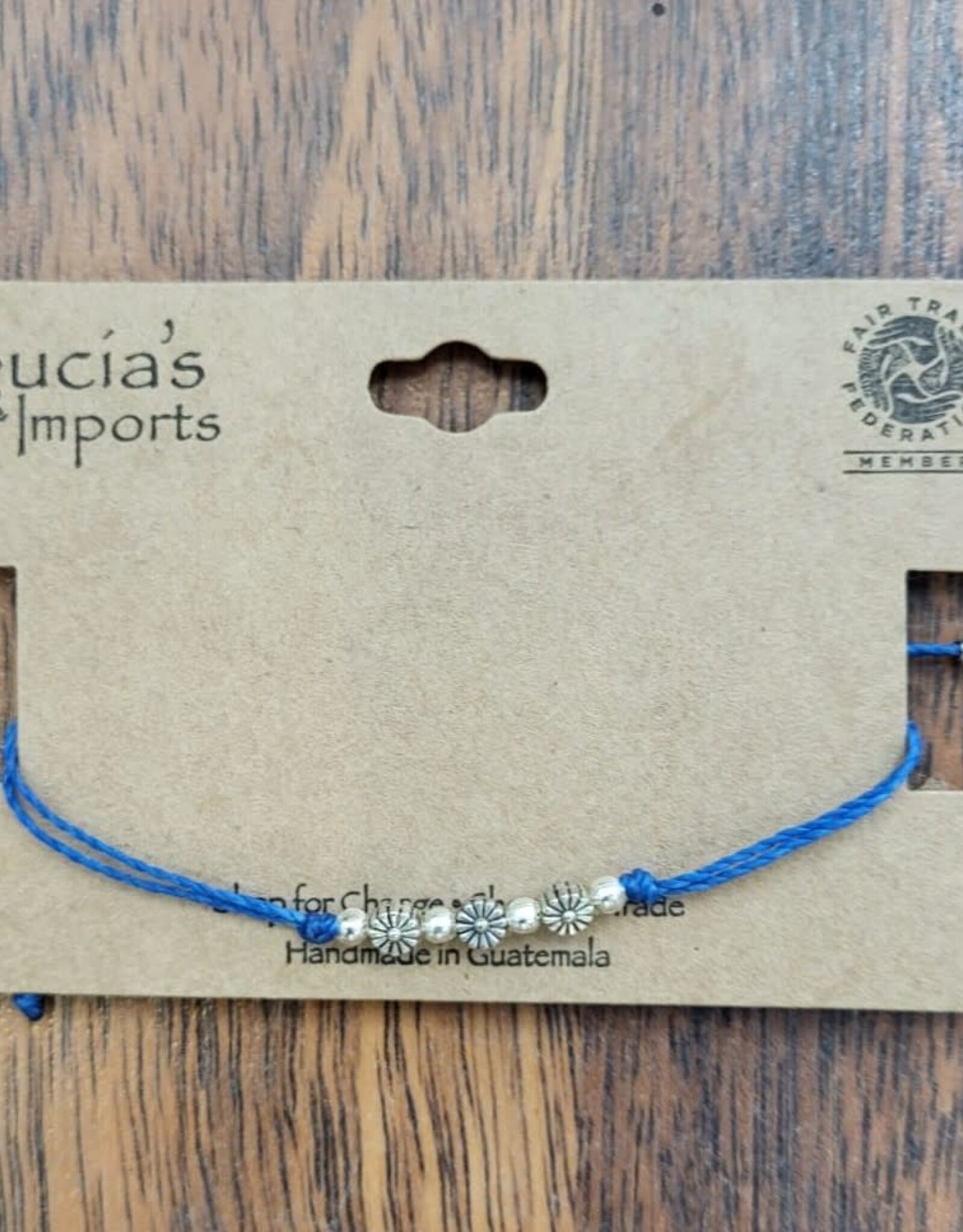 Guatemala Bracelet Sunflower String Blue - Gautemala