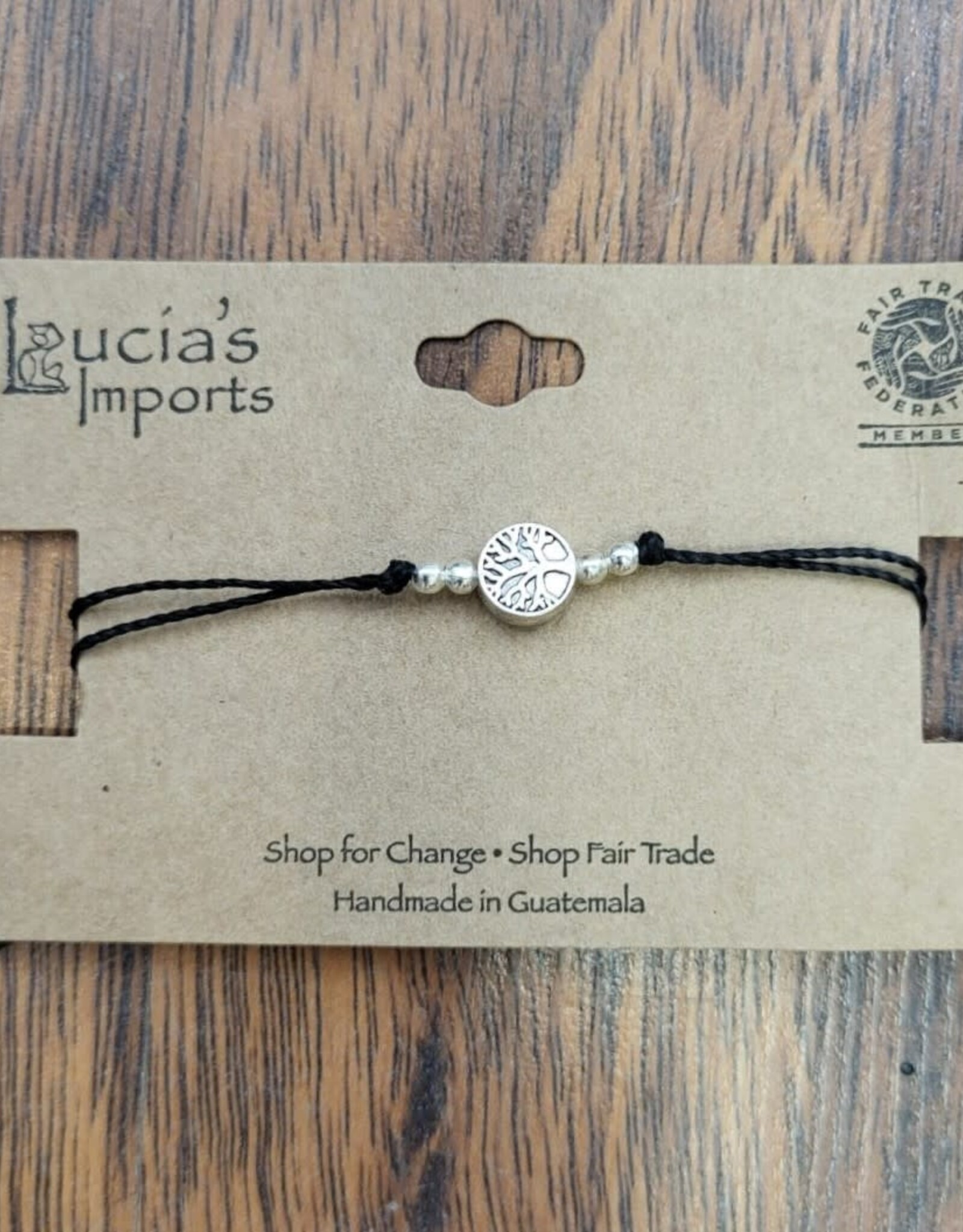 Guatemala Bracelet Tree of Life Charm Earth Black - Gautemala