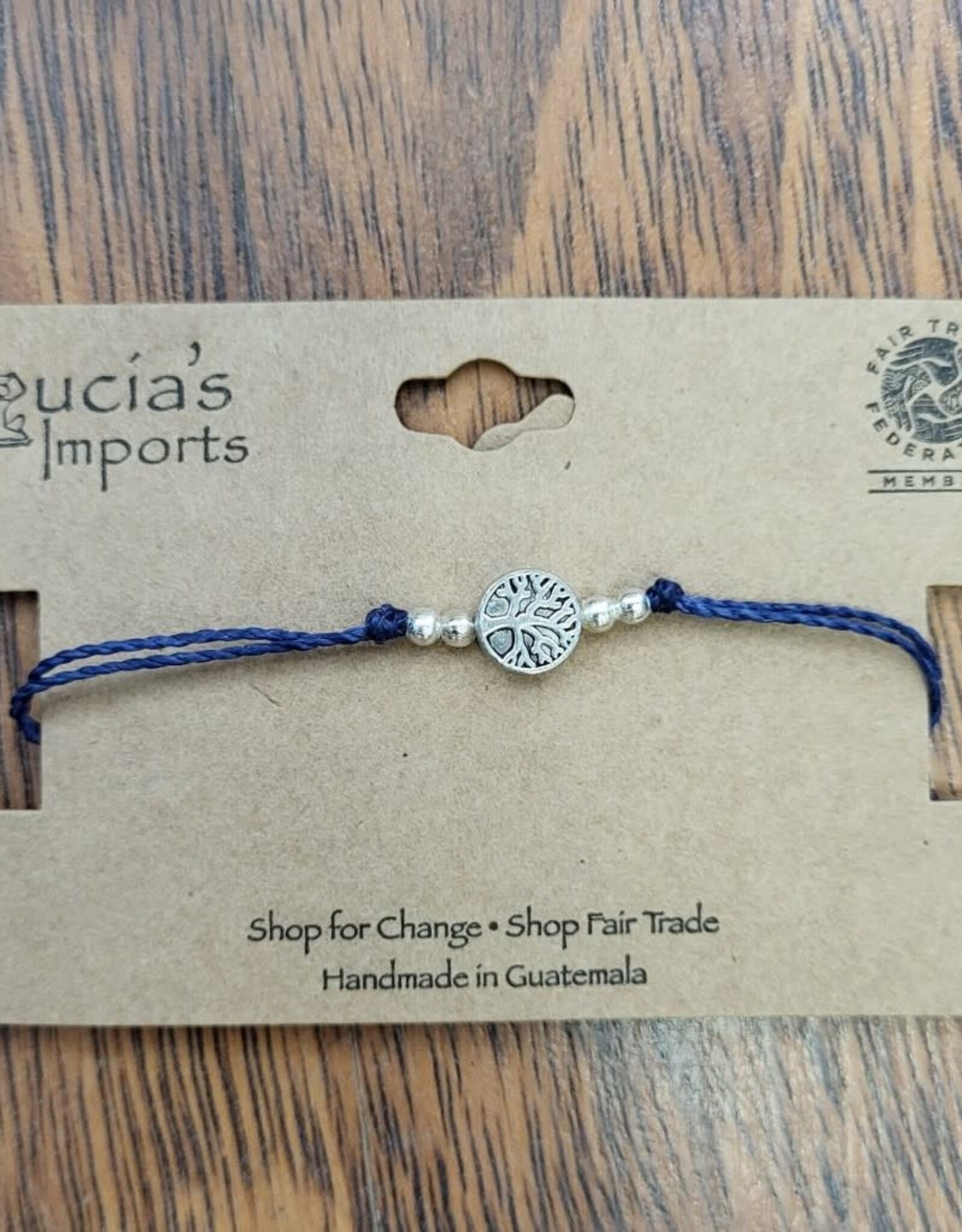 Guatemala Bracelet Tree of Life Charm Earth Navy - Gautemala