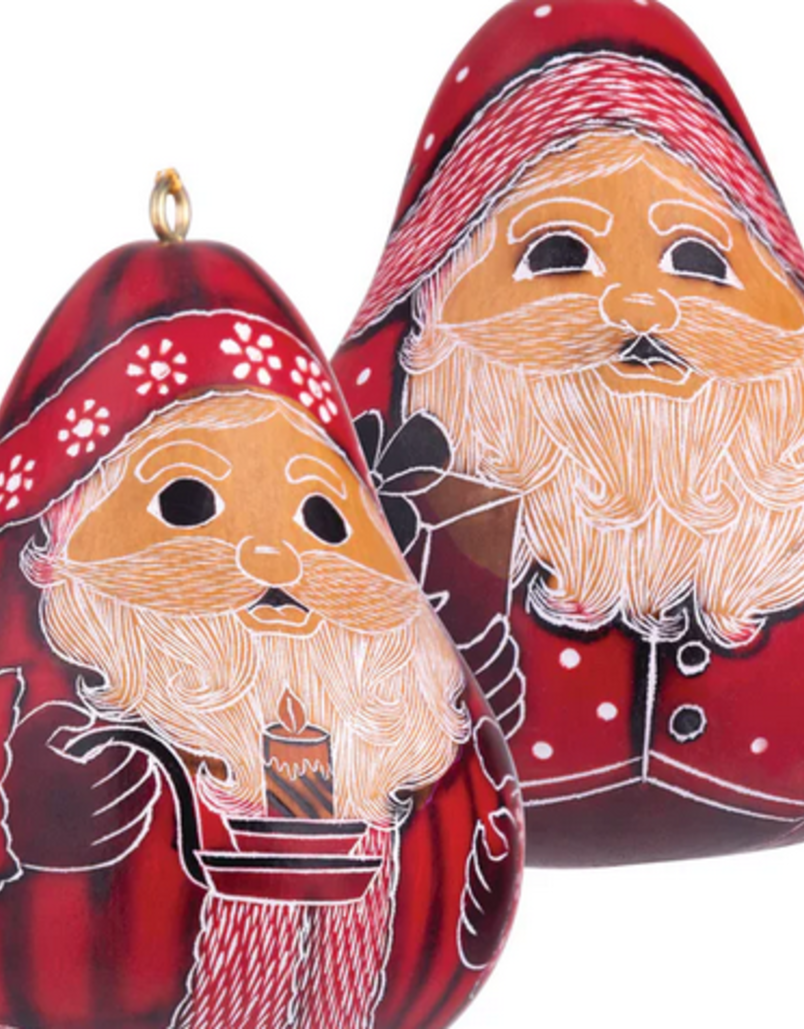 Peru Ornament Gourd Santa Open Eyes - Peru