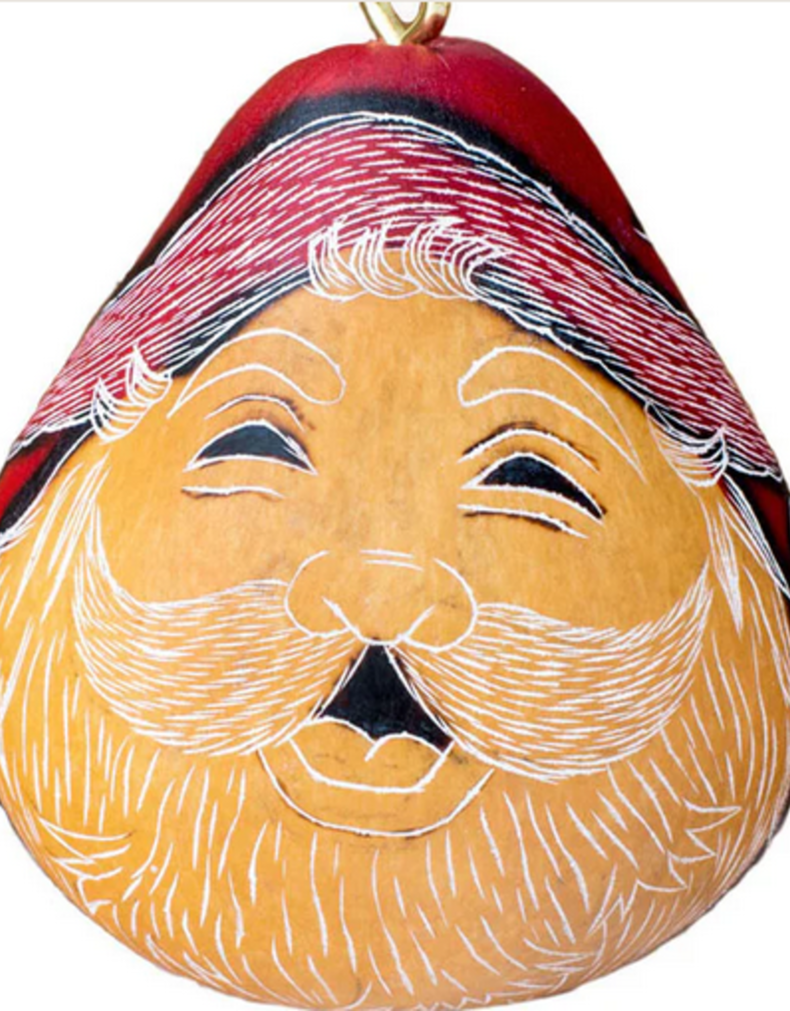 Peru Ornament Gourd Santa Closed Eyes Red - Peru