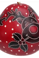 Peru Ornament Gourd Reindeer Red  - Peru