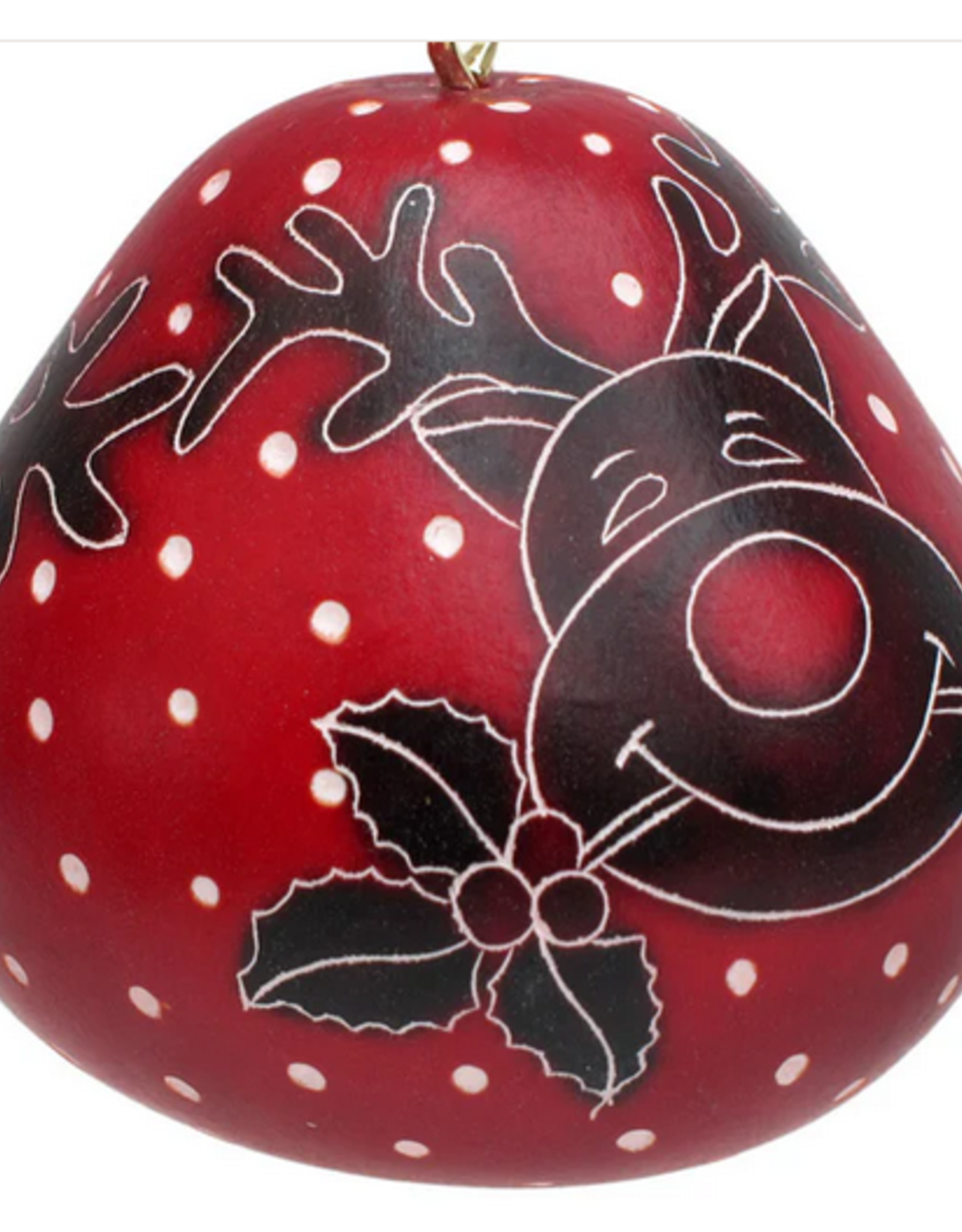 Peru Ornament Gourd Reindeer Red  - Peru