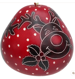 Peru Ornament Gourd Reindeer Red  - Peru