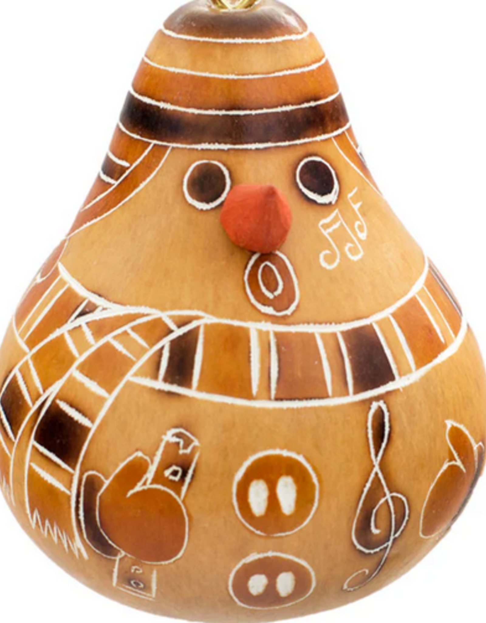 Peru Ornament Gourd Snowman Gold - Peru