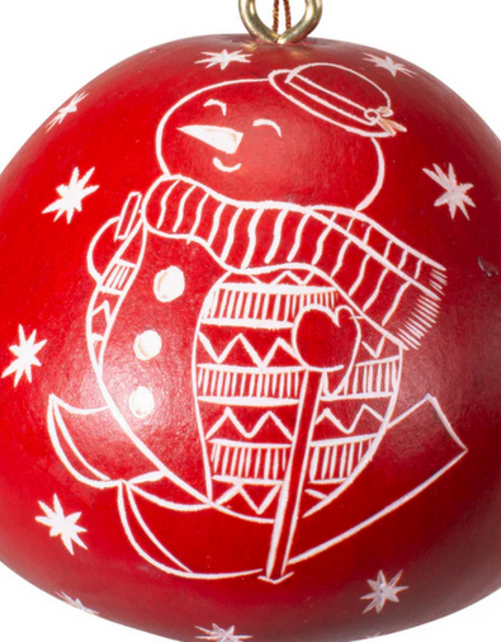 Peru Ornament Gourd Snowman Red - Peru