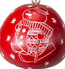 Peru Ornament Gourd Snowman Red - Peru