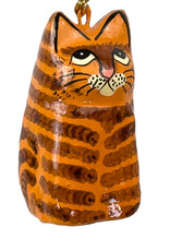 India Ornament Tabby Cat Sitting Kashmiri Handpainted - India