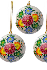 India Ornament Cream with Burst of Flowers Handpainted - India