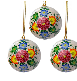 India Ornament Cream with Burst of Flowers Handpainted - India