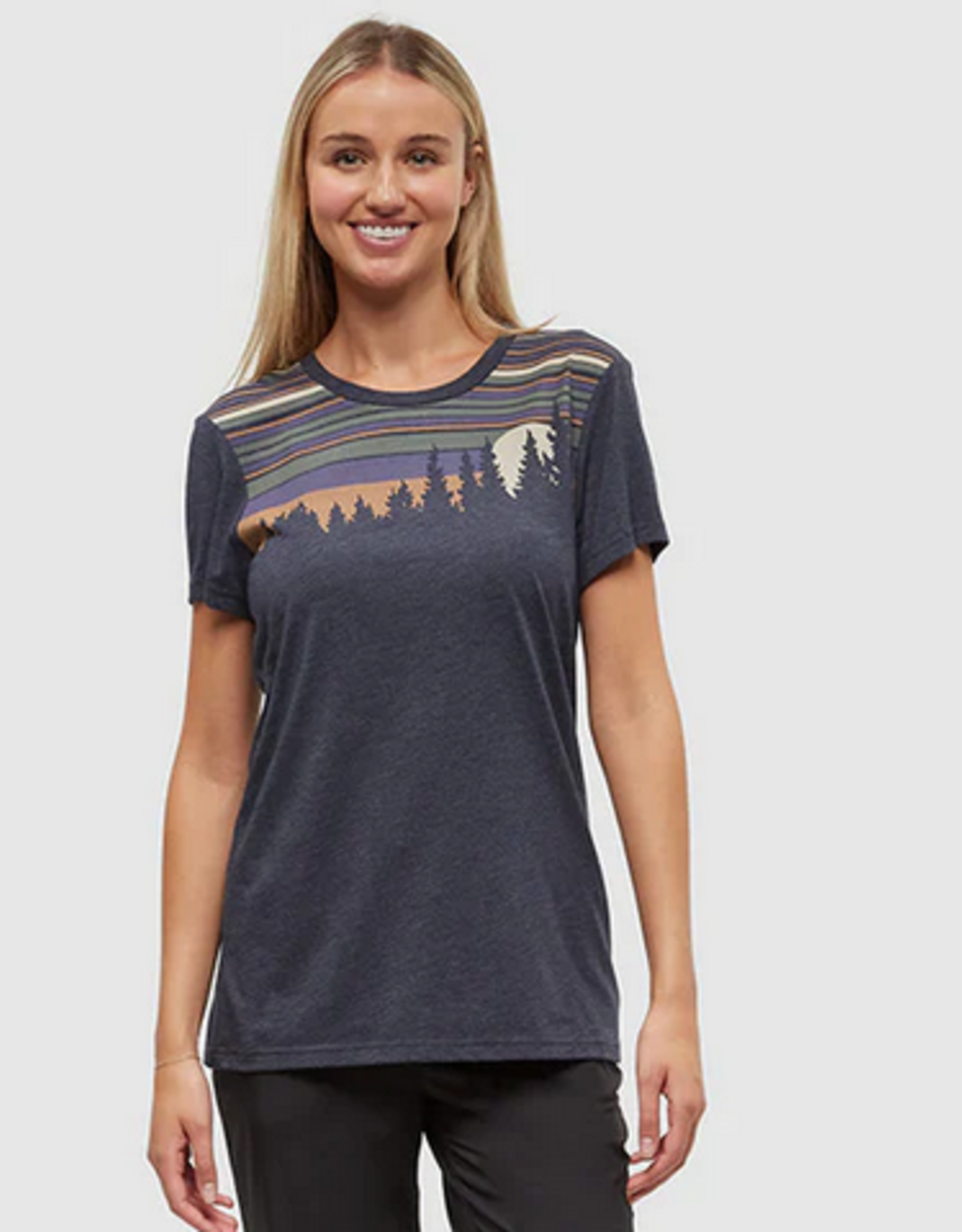 T-Shirt W Retro Juniper Midnight Blue Heather Camel Small