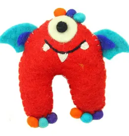 Nepal Tooth Monster Red Munch Felt Pillow - Nepal