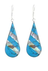 Mexico Earrings Turquoise Abalone Stripe - Mexico