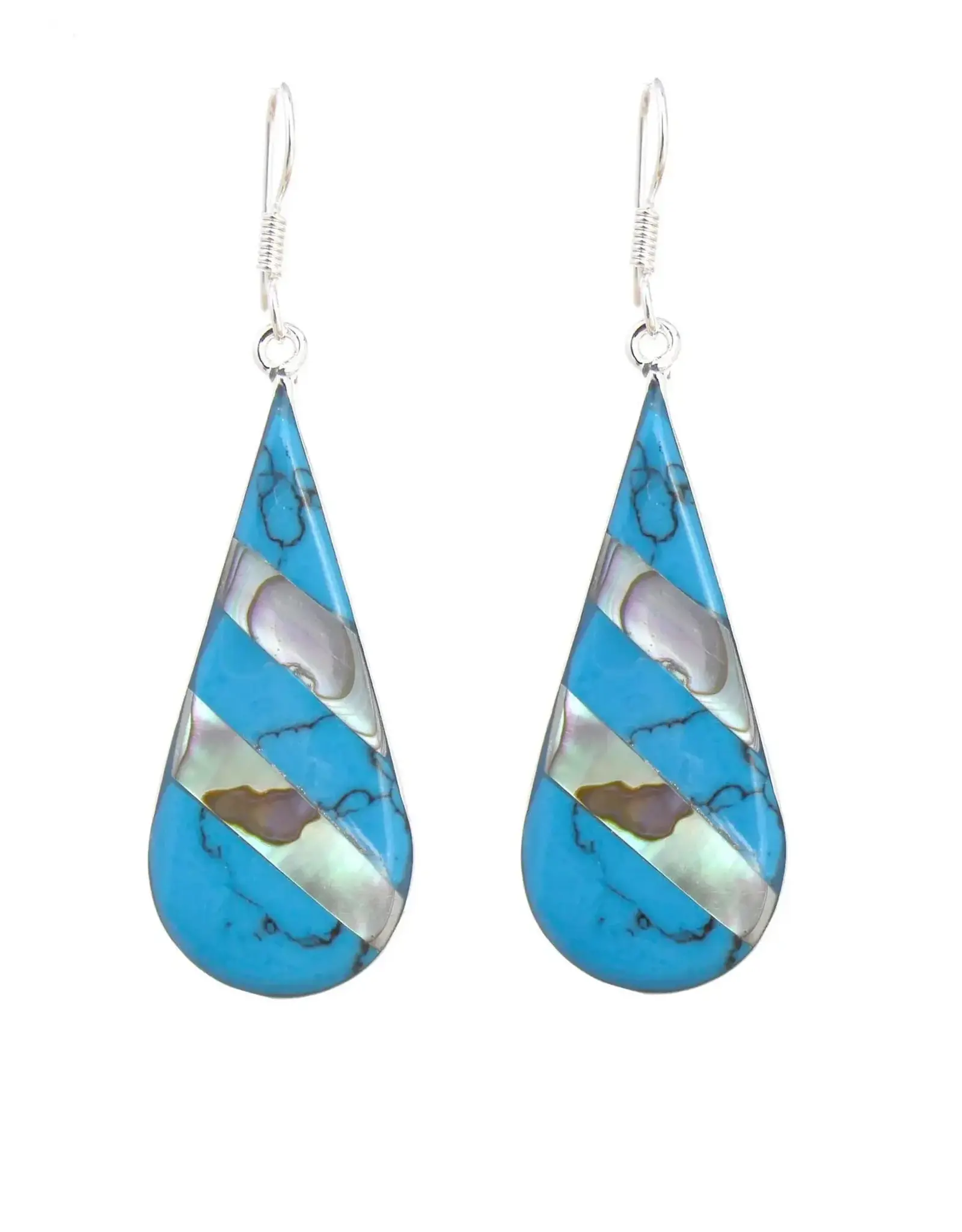 Mexico Earrings Turquoise Abalone Stripe - Mexico