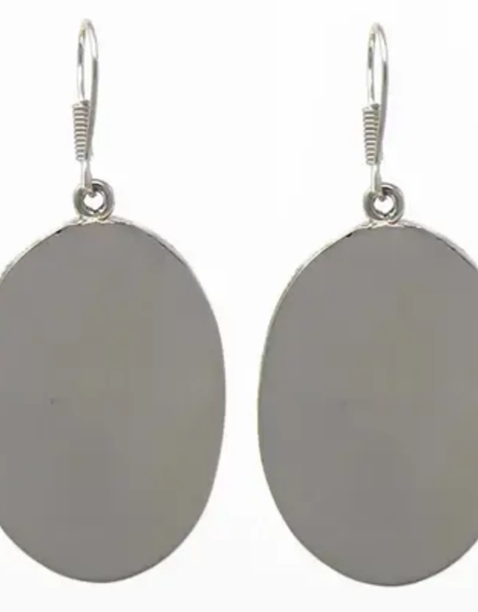 Mexico Earrings Lavendar Frost Abalone Oval - Mexico