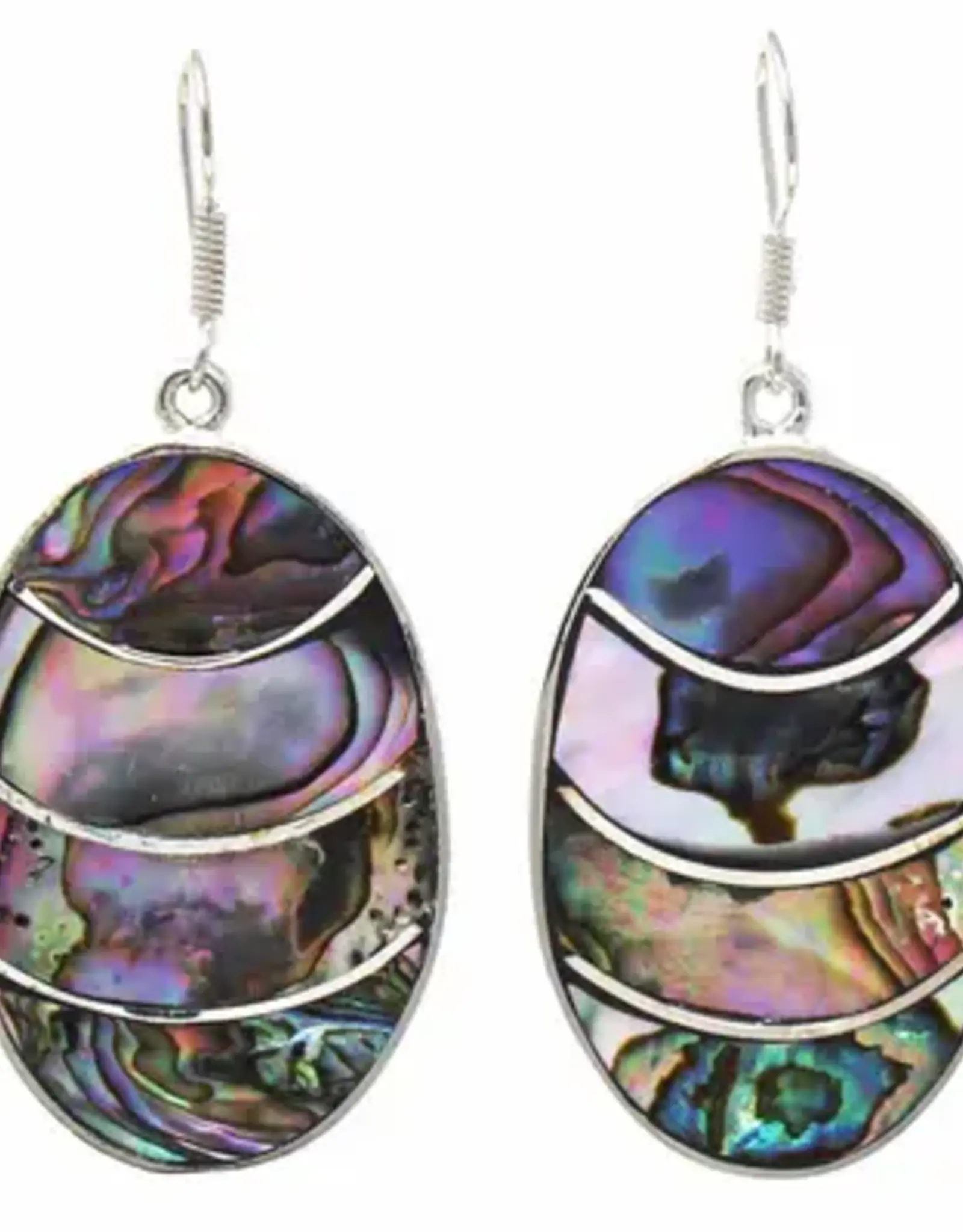 Mexico Earrings Lavendar Frost Abalone Oval - Mexico