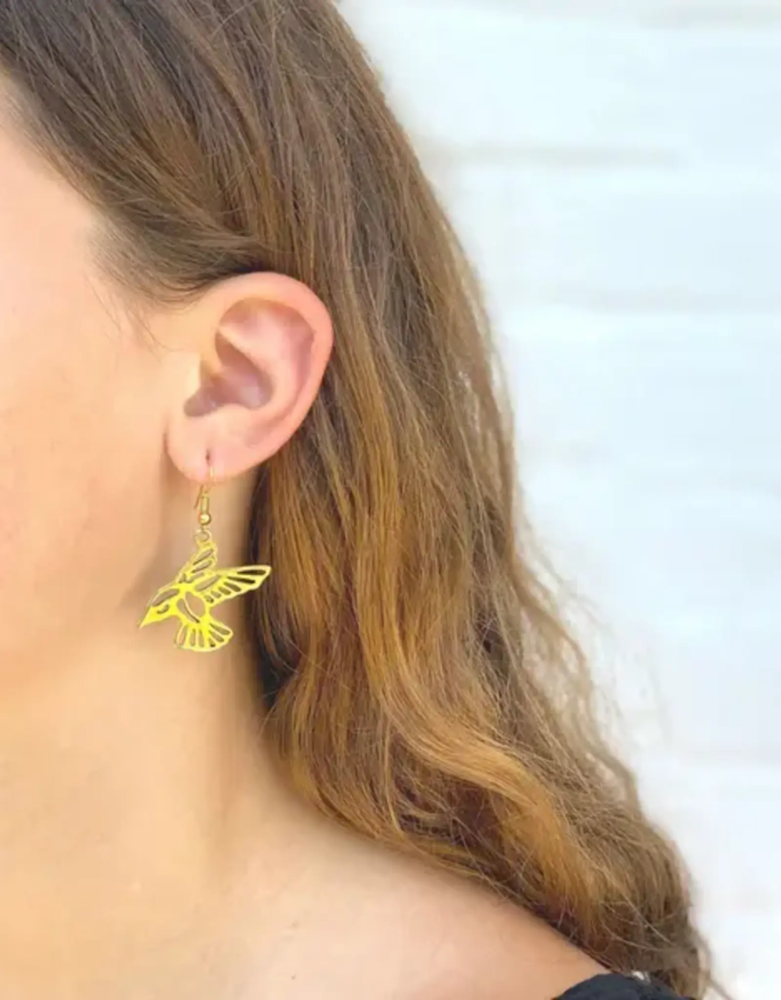 Mexico Earrings Gold Birds in Flight - Mexico