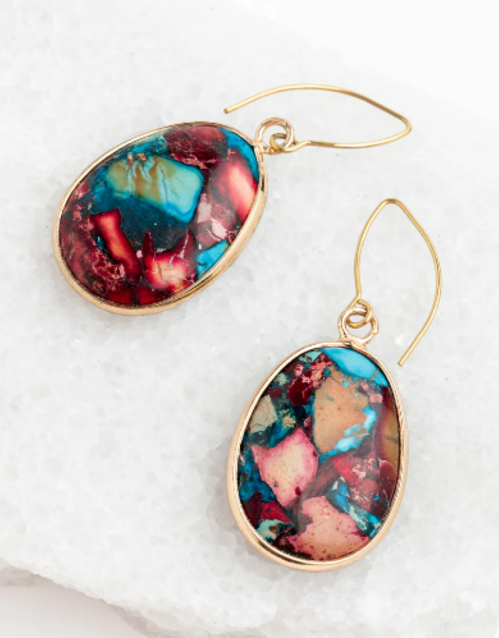 Asia Earrings Mosaic Jasper Gold - Asia