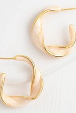 China Earrings Wtih a Twist Hoops in Soft Coral  - China