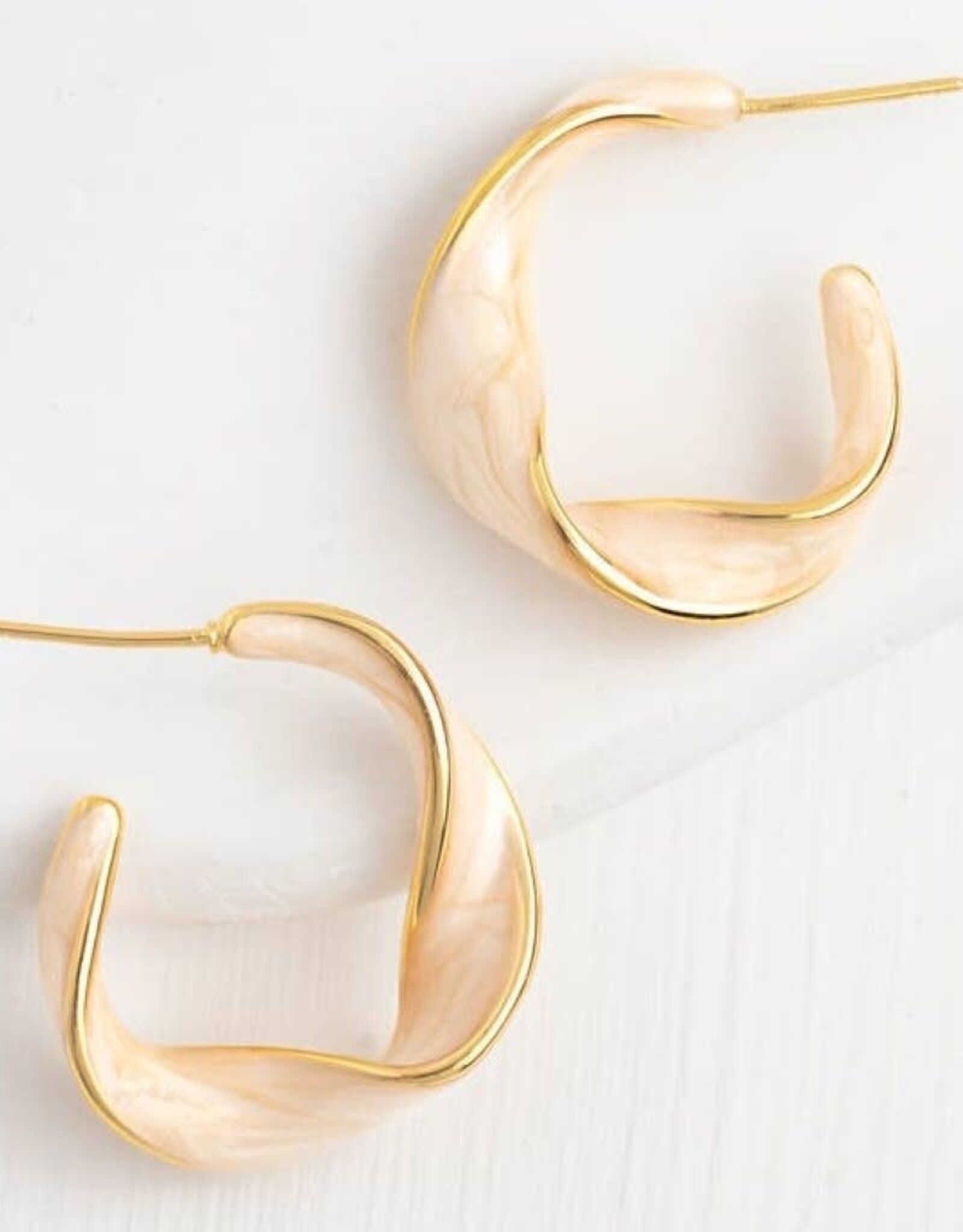 China Earrings Wtih a Twist Hoops in Soft Coral  - China