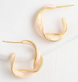 China Earrings Wtih a Twist Hoops in Soft Coral  - China