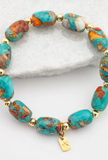 Asia Bracelet Emperor Stone Beaded Sierra Bloom Turquoise   - Asia