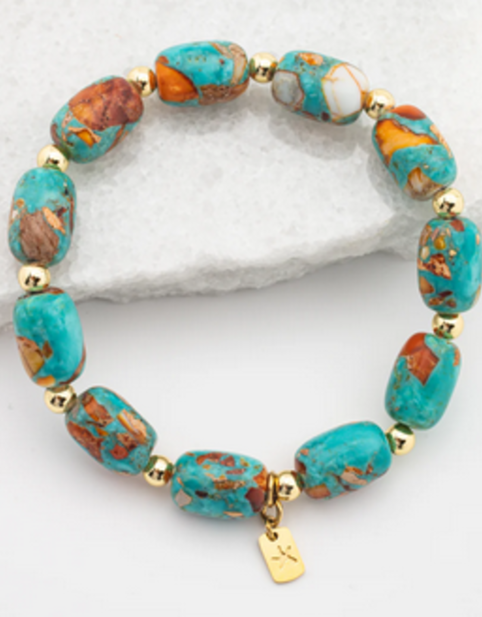 Asia Bracelet Emperor Stone Beaded Sierra Bloom Turquoise   - Asia