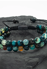 Asia Bracelet Men's  Agate Helix Earthstone Green Rope Beaded- Asia