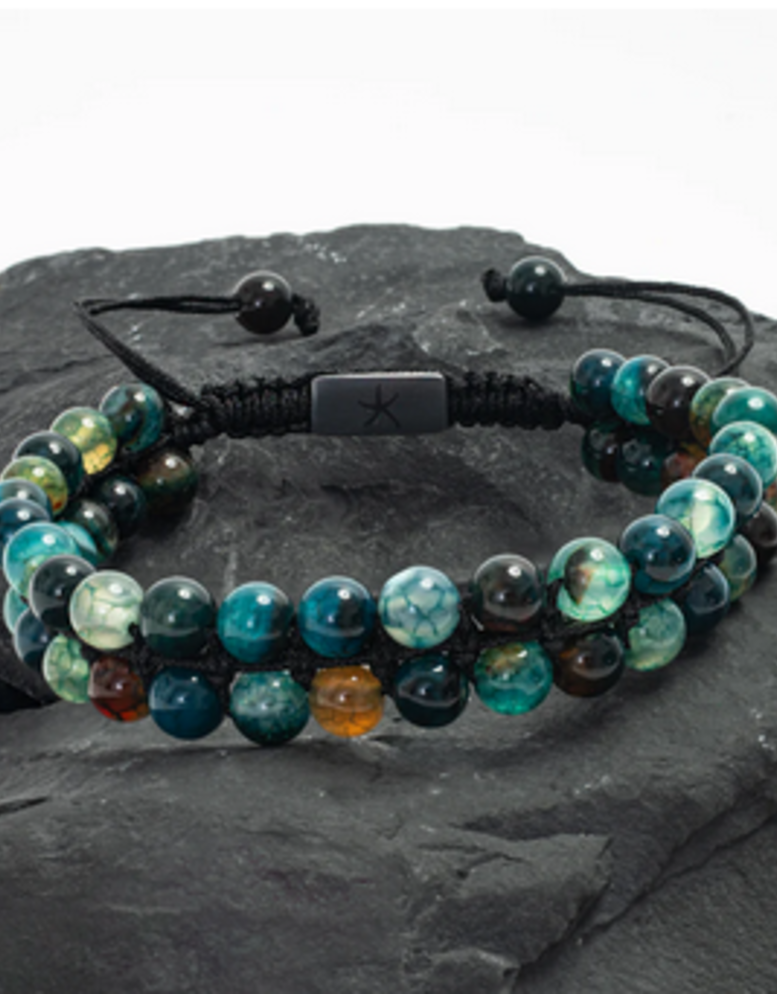 Asia Bracelet Men's  Agate Helix Earthstone Green Rope Beaded- Asia