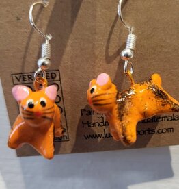 Guatemala Earrings Cat Ceramic - Guatemala Guatemala Earrings Cat Ceramic - Guatemala