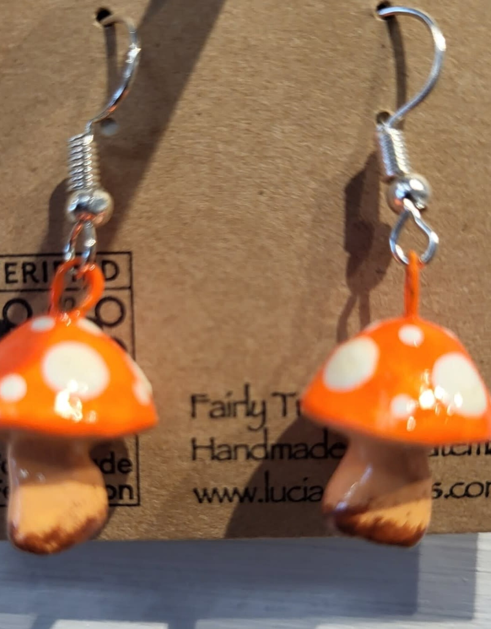 Guatemala Earrings Mushroom Ceramic - Guatemala