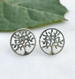 Indonesia Earrings Tree of Life Post Sterling Silver - Indonesia