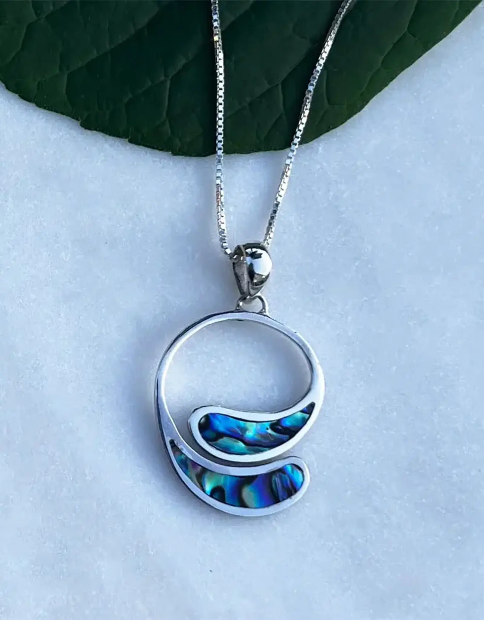 Indonesia Necklace Abalone Open Circle Sterling Silver - Indonesia