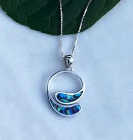 Indonesia Necklace Abalone Open Circle Sterling Silver - Indonesia