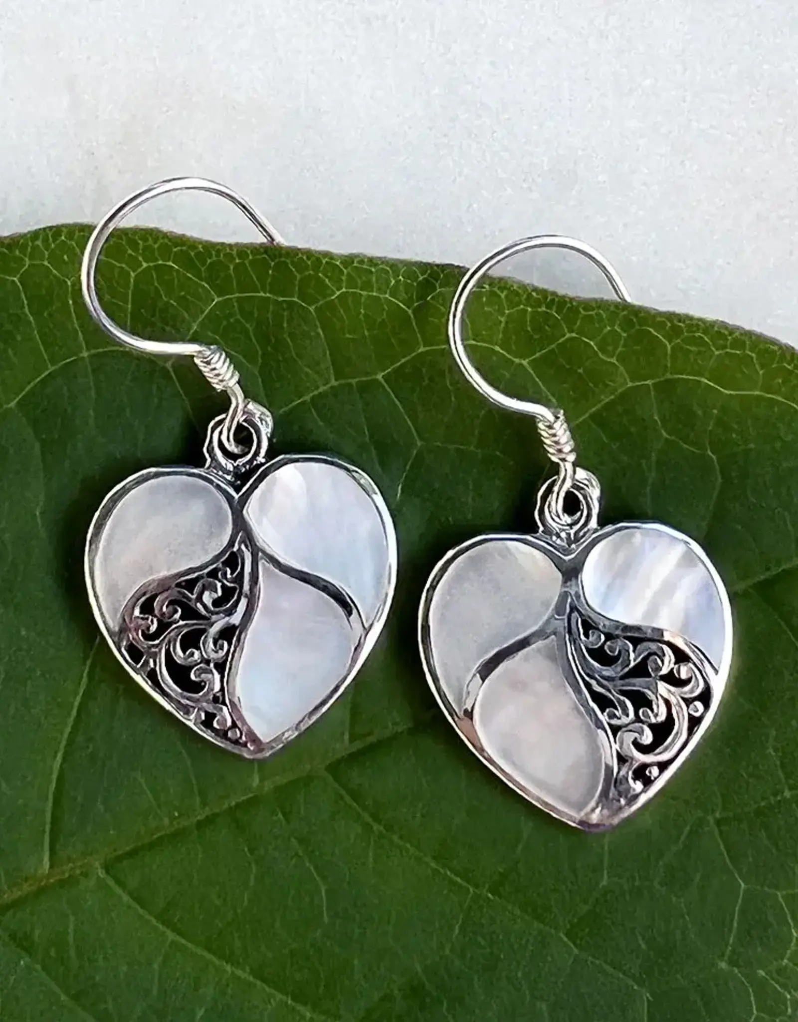 Indonesia Earrings Mother of Pearl Heart - Indonesia