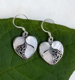 Indonesia Earrings Mother of Pearl Heart - Indonesia