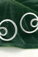Indonesia Earrings Circle in Circle Studs Sterling Sliver - Indonesia