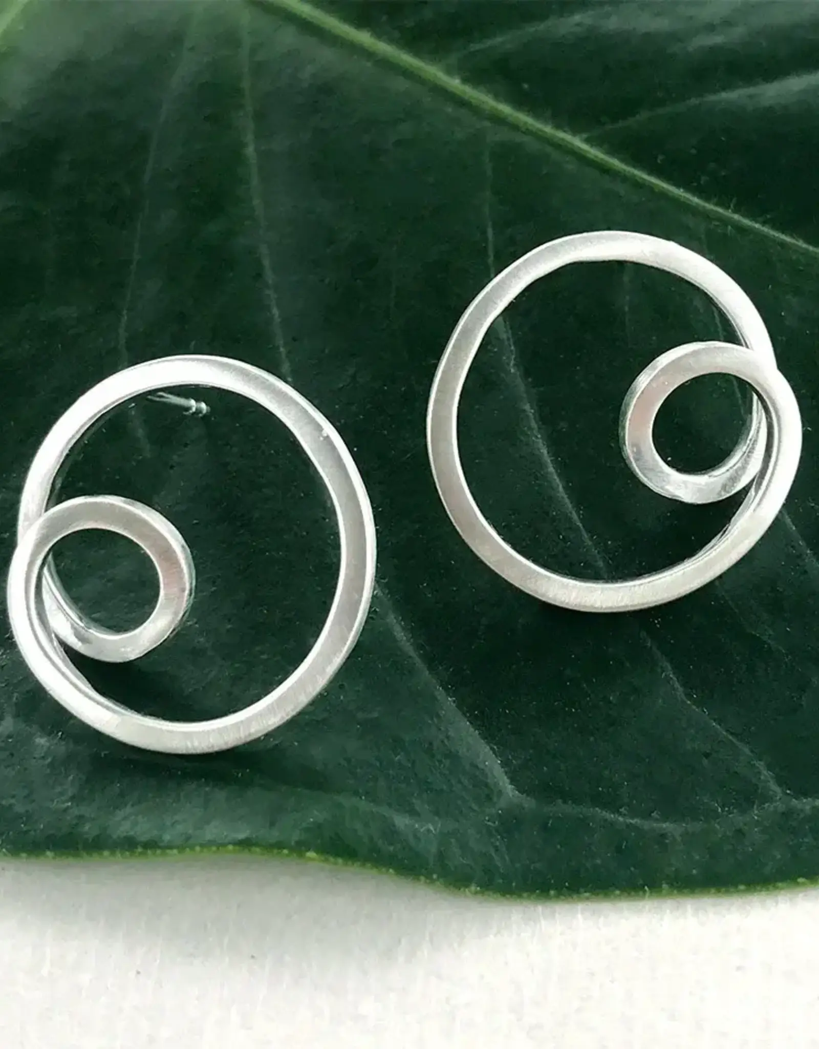 Indonesia Earrings Circle in Circle Studs Sterling Sliver - Indonesia