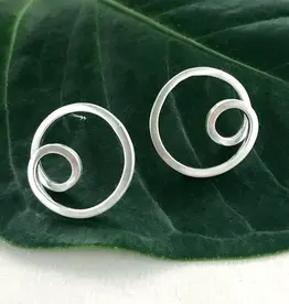 Indonesia Earrings Circle in Circle Studs Sterling Sliver - Indonesia