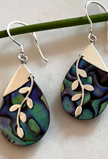 Indonesia Earrings Abalone Leaf Sterling Silver - Indonesia