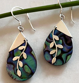 Indonesia Earrings Abalone Leaf Sterling Silver - Indonesia