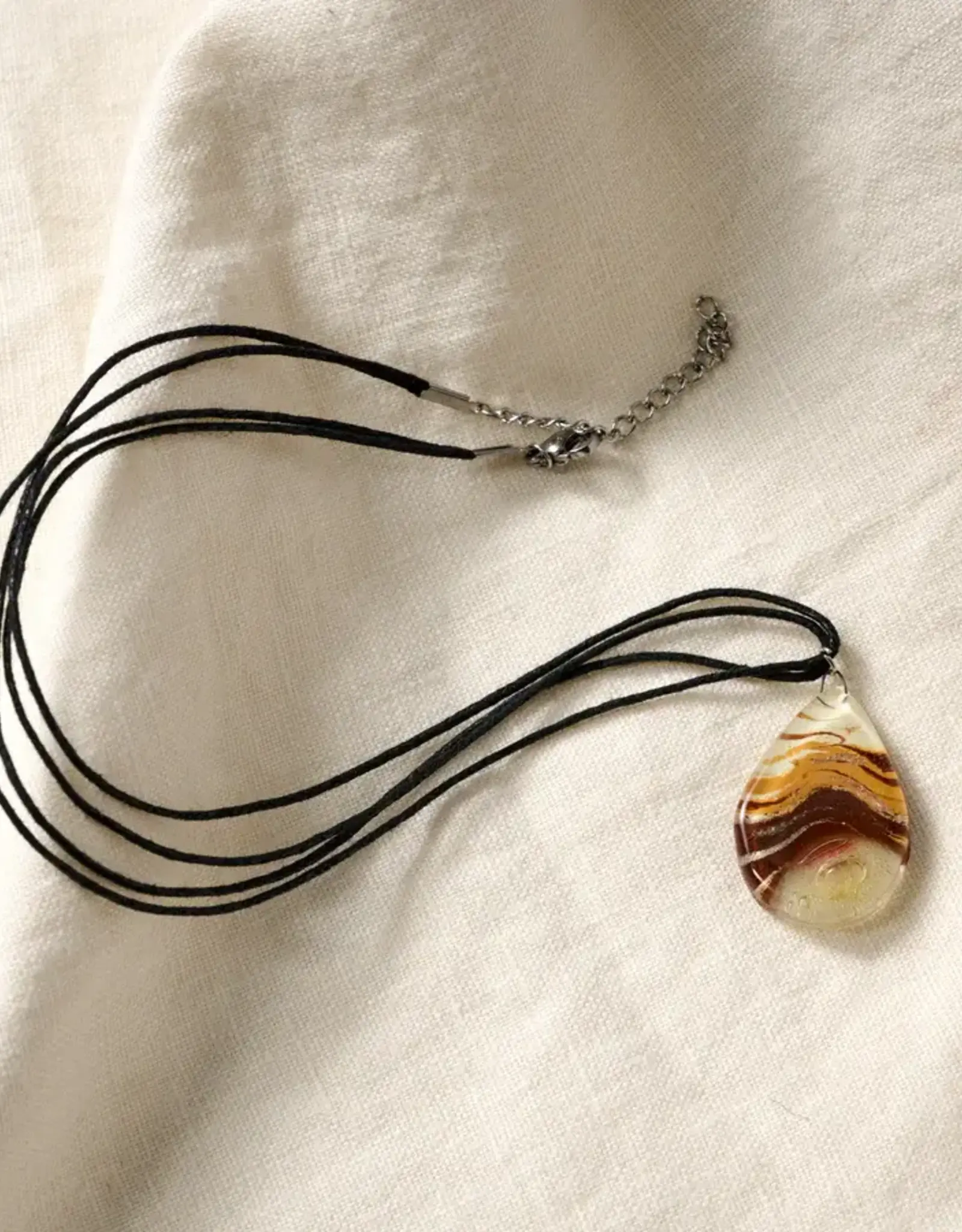 Necklace Aylen Fused Glass Teardrop Pendant - Chile