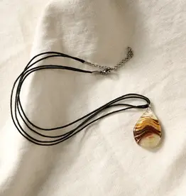 Necklace Aylen Fused Glass Teardrop Pendant - Chile