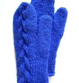 Nepal Mittens Handknit Wool Solid Cable Design Various Colours - Nepal
