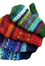 Nepal Mittens Lined Handknit Wool Multi Colour Design - Nepal