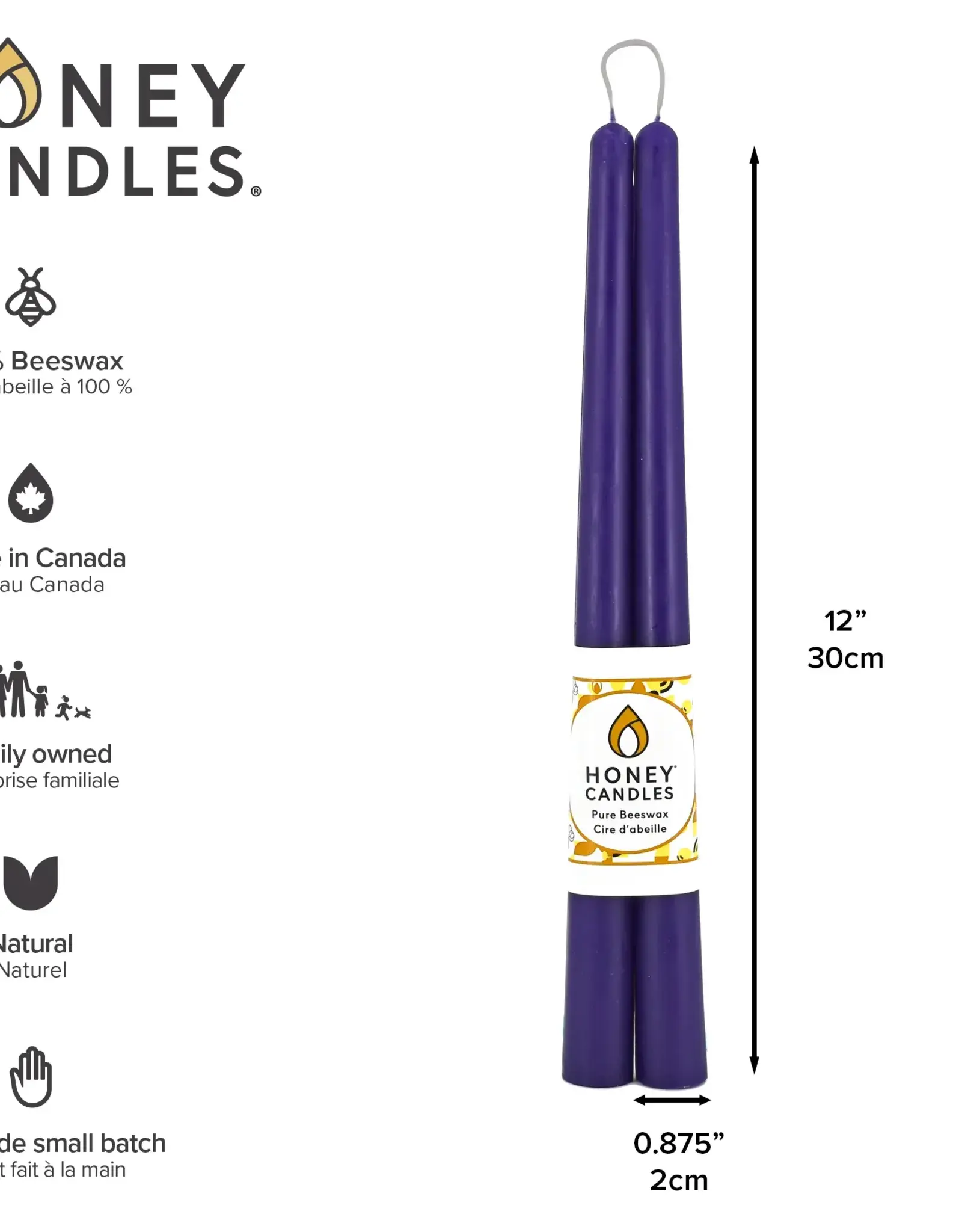 Canada Candle 12" Taper Pair Violet - Canada