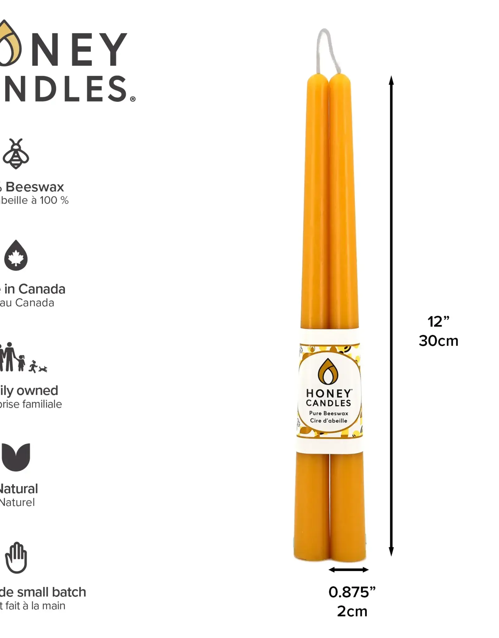 Canada Candle 12" Taper Pair Natural - Canada