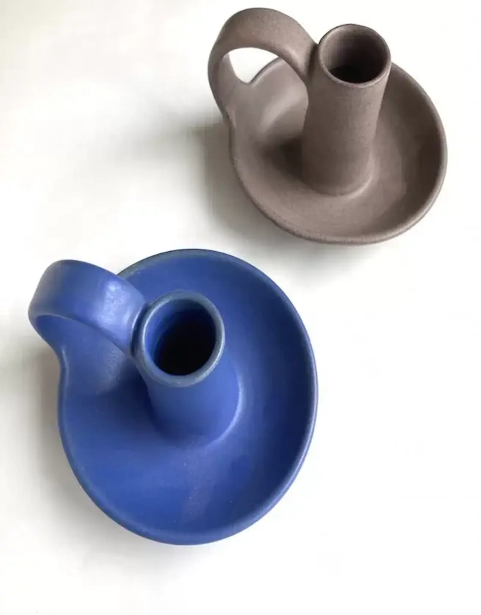 India Candle Holder Stoneware with Handle - Nepal